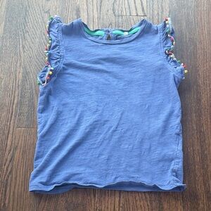 Mini Boden Blue Tee with Colorful Ruffle Details